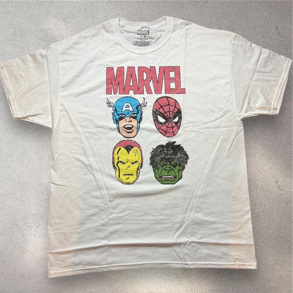 Marvel White Superhero‎ Faces T-Shirt